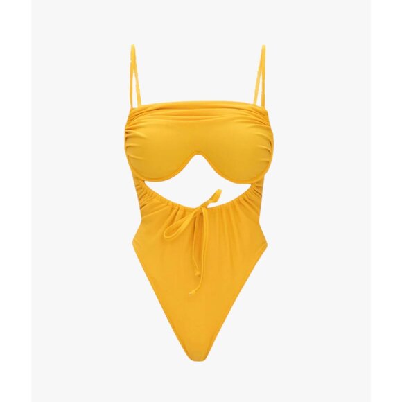NWT Andrea Iyamah Tiaca One Piece Swimsuit In Marigold Yellow Cutout Size‎ S - Picture 8 of 12